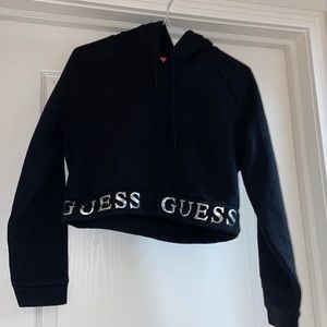Guess black cozy long sleeve crop top